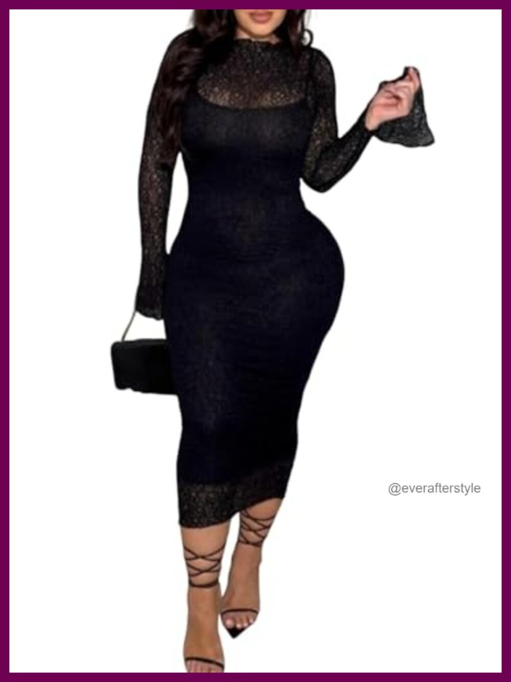 Women's Lace 2-Piece Midi Dress Set Spaghetti Strap Bodycon Party